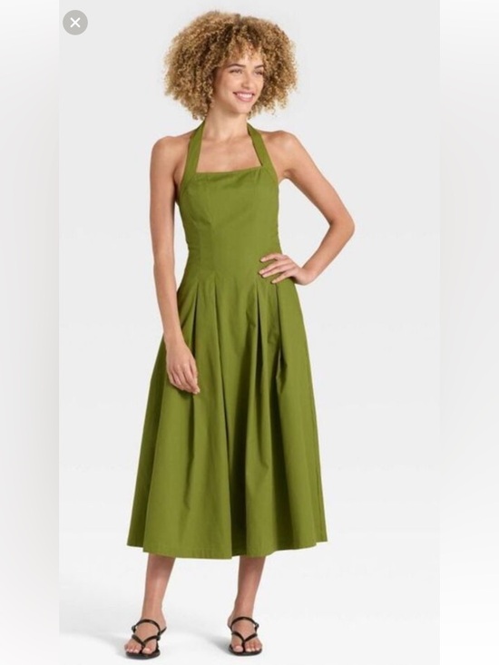 A New Day Dresses & Skirts - NWT A New Day - Women's Midi Halter Dress - Olive XS spring brunch fancy cotton